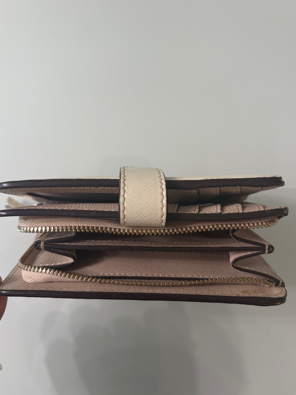 kate spade Two-Tone Cream & Brown Saffiano Zip Wallet - Picture 2 of 7